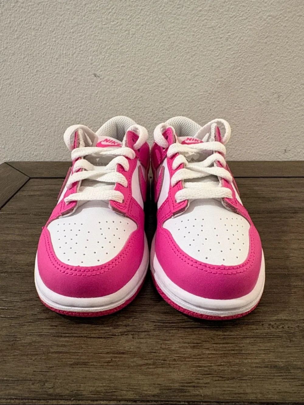 NIB [Nike] Dunk Low Top Shoes Sneakers Fuchsia Pink/White Little Kids Youth 11 C - Picture 9 of 16